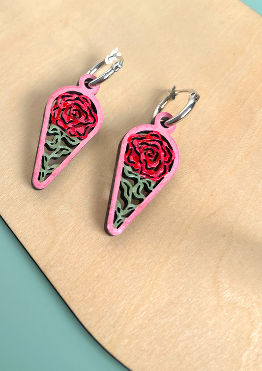 Framed Rose Earrings