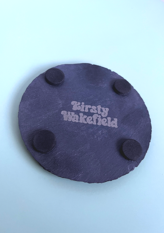 Floral Slate Circle Coaster