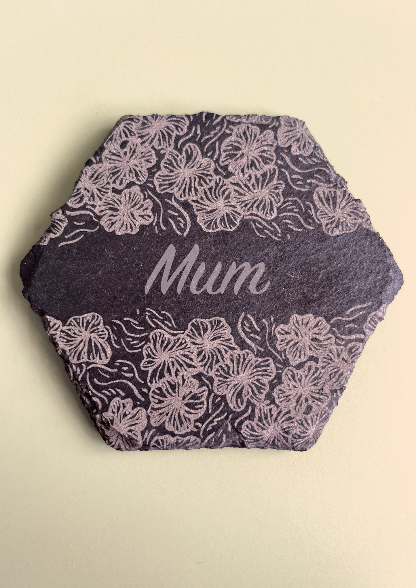 Personalised Floral Slate Hexagon Coaster