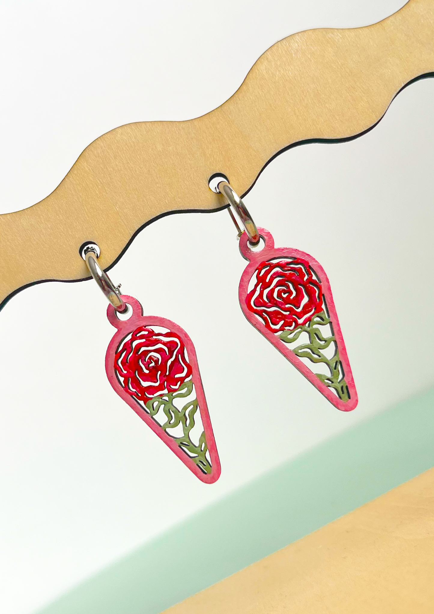 Framed Rose Earrings