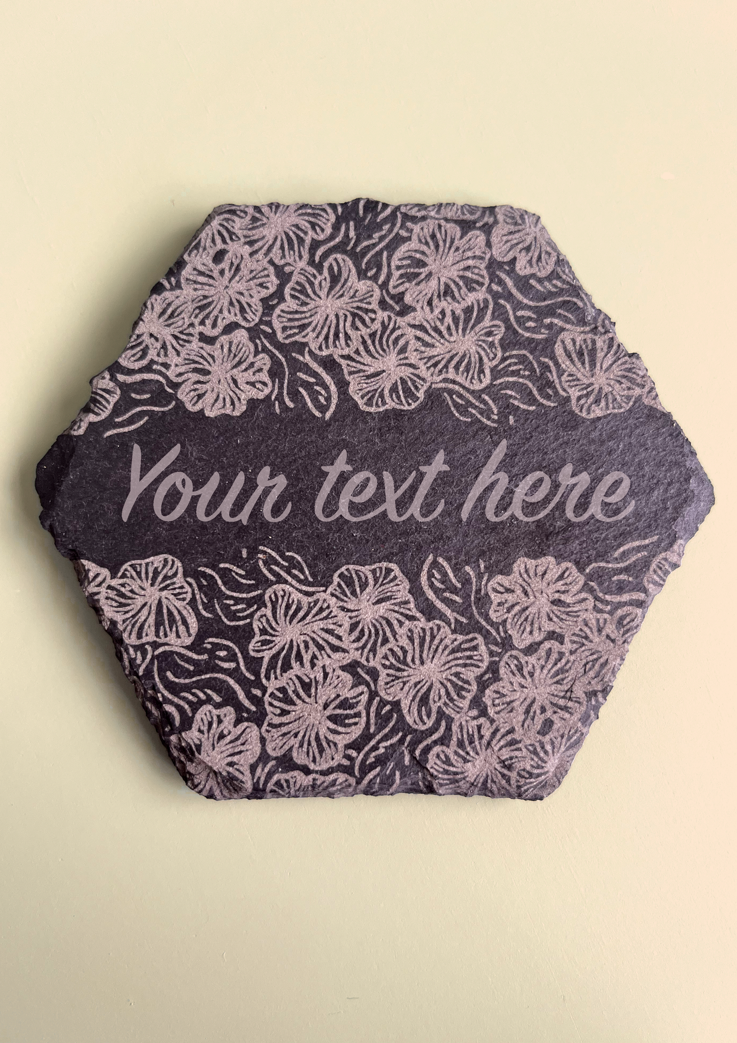 Personalised Floral Slate Hexagon Coaster