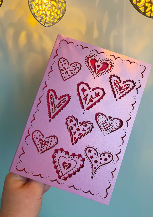 Laser-cut Hearts Card