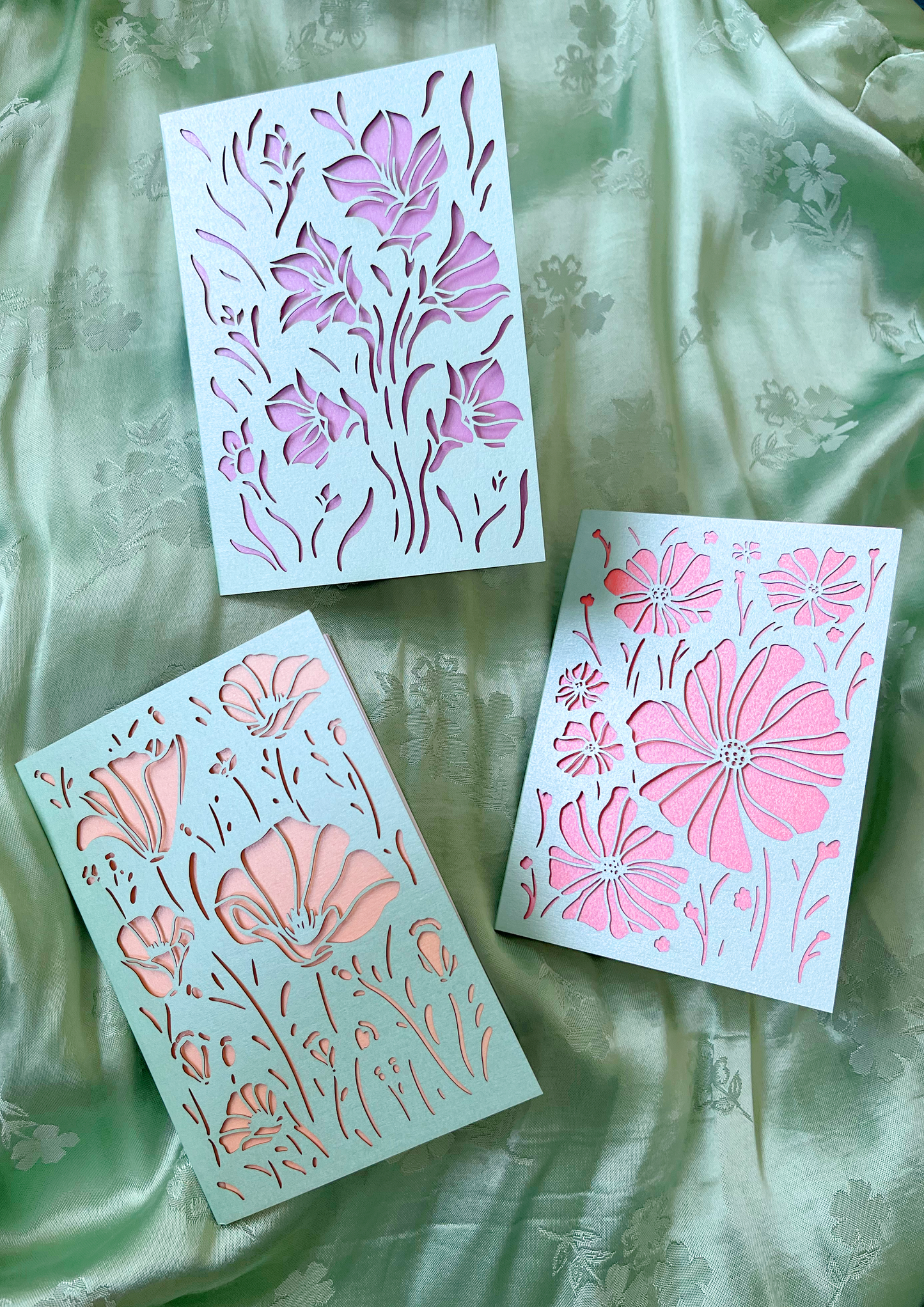 Laser-cut Meadow Card Trio