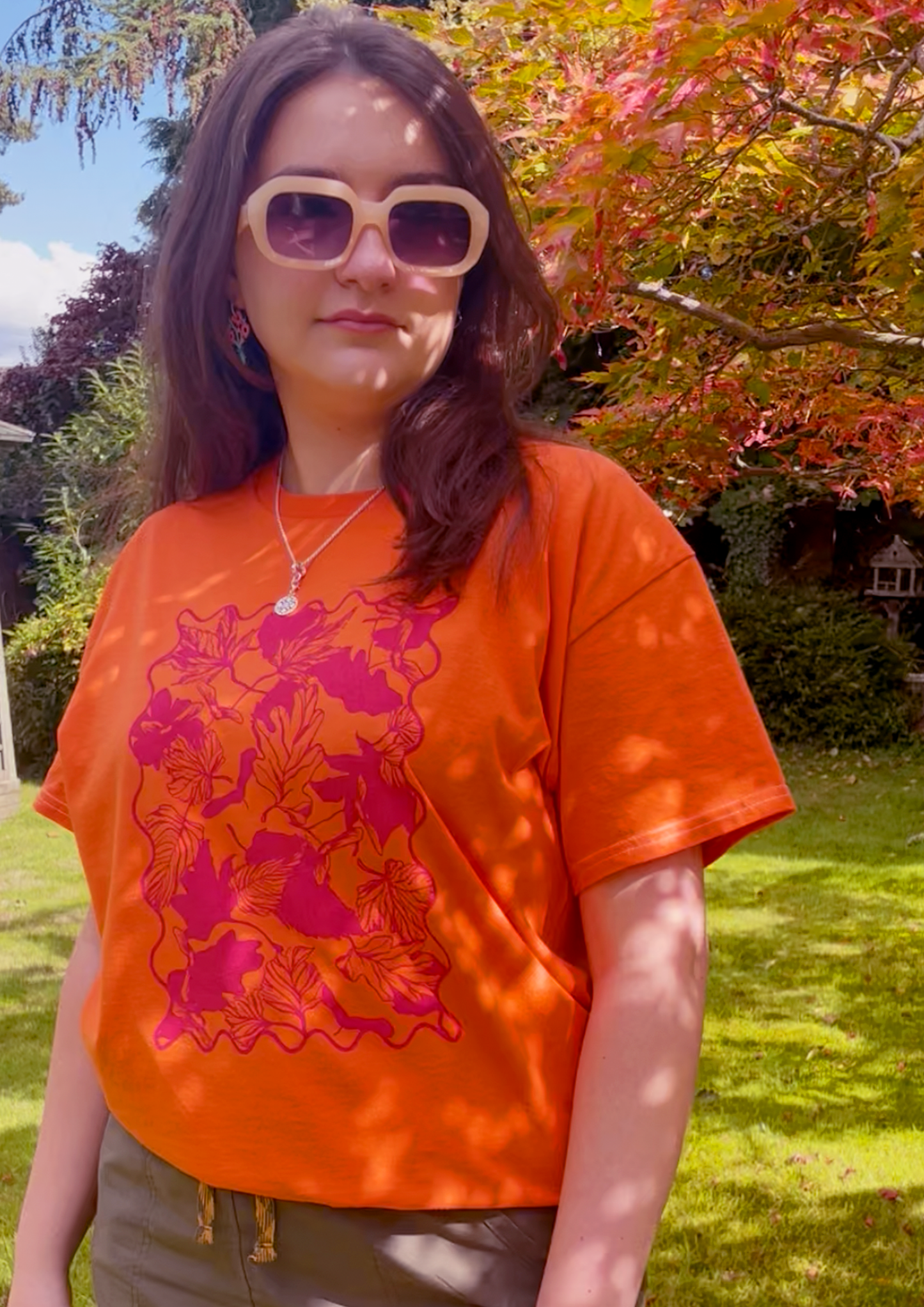 Fiery Leaves Screen-printed Unisex T-shirt